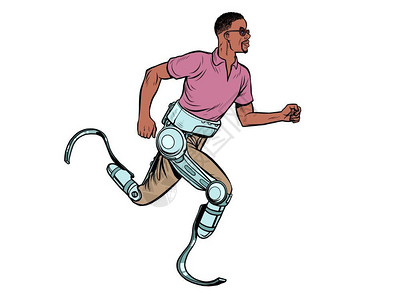 带腿假肢的非洲残疾人po艺术复古矢量说明式老文具包ch60s5图片