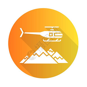 直升机旅游冬季极端运动冒险和直升机山峰飞行插画