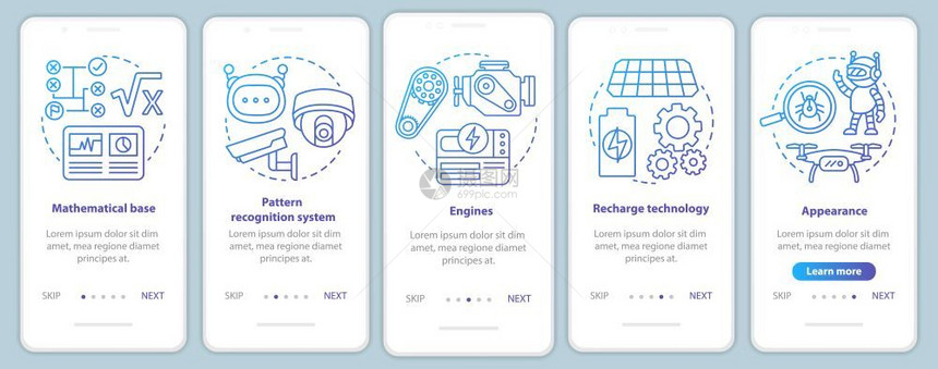 设计自动装置带有线插图的步行式网站骤uxig智能手机界面概念图片