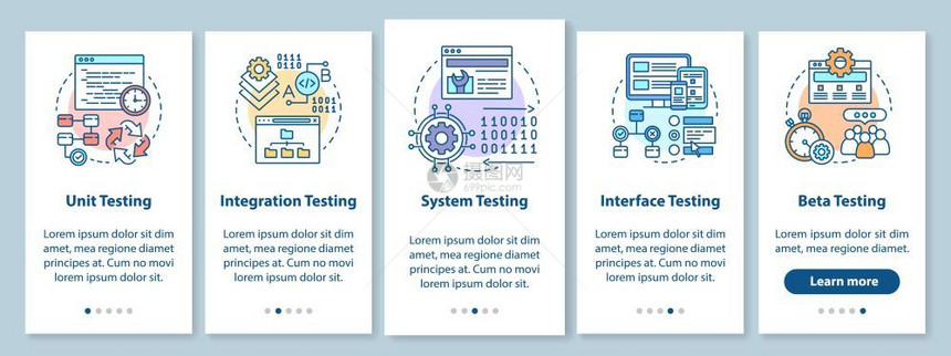 具有线概念的移动应用程序页面屏幕上功能软件测试图片