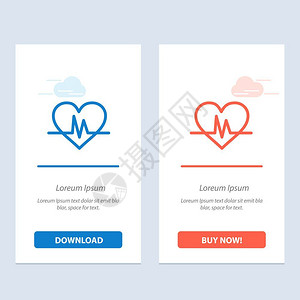 ecg心脏跳脉冲蓝色和红下载现在购买网络部件卡模板背景图片