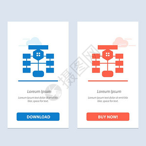流程图表数据库蓝和红色下载购买网络元件卡模板图片