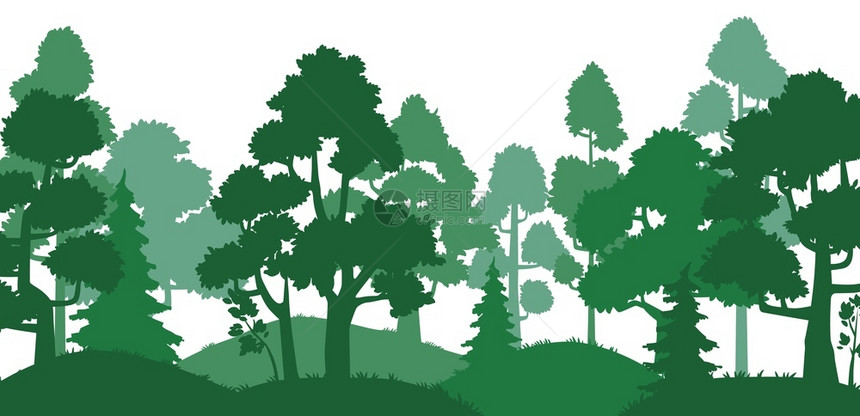 自然景观绿色树木矢量图图片