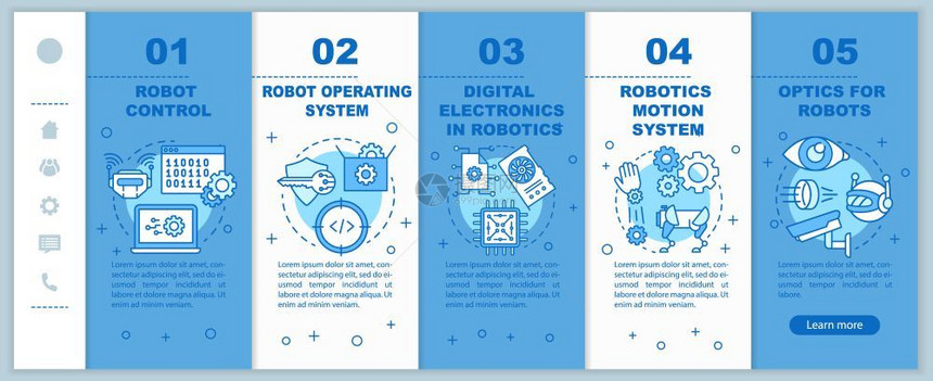 安装移动网页矢量模板的机器人课程自动化智能手机响应网站界面与线插图的界面概念网页漫步屏幕彩色概念图片
