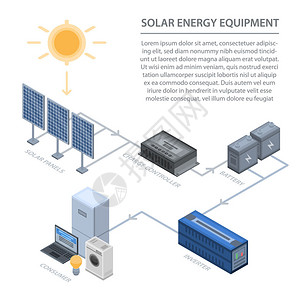 太阳能电池板图太阳能设备信息图插画