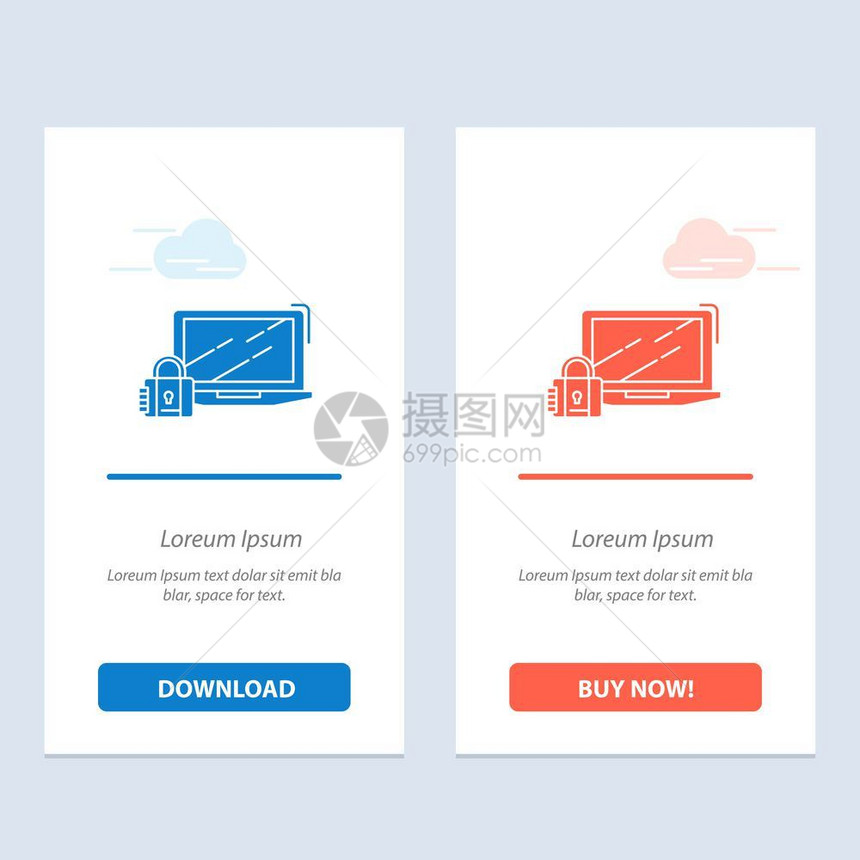 计算机挂锁安全定登录蓝色和红下载现在购买网络部件卡模板图片