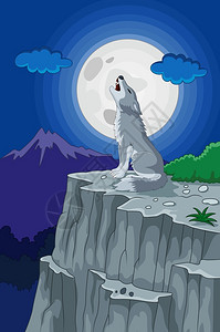在满月下咆哮的狼图片
