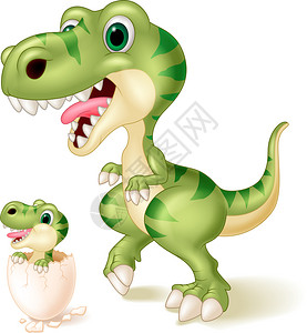 母恐龙和婴儿孵化图片