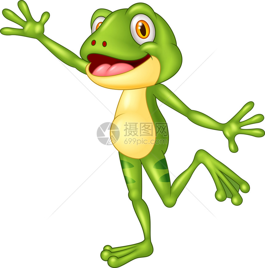 卡通的可爱青蛙挥手图片