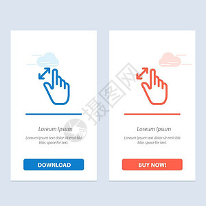 方向手势扩展手势界面放大触摸蓝色和红下载并购买网络部件卡模板插画