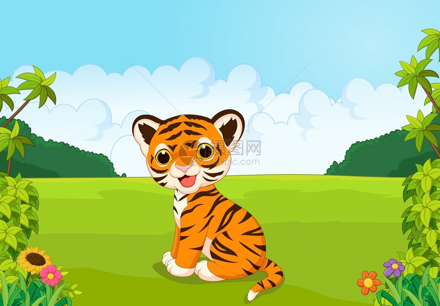 卡通可爱的婴儿老虎图片
