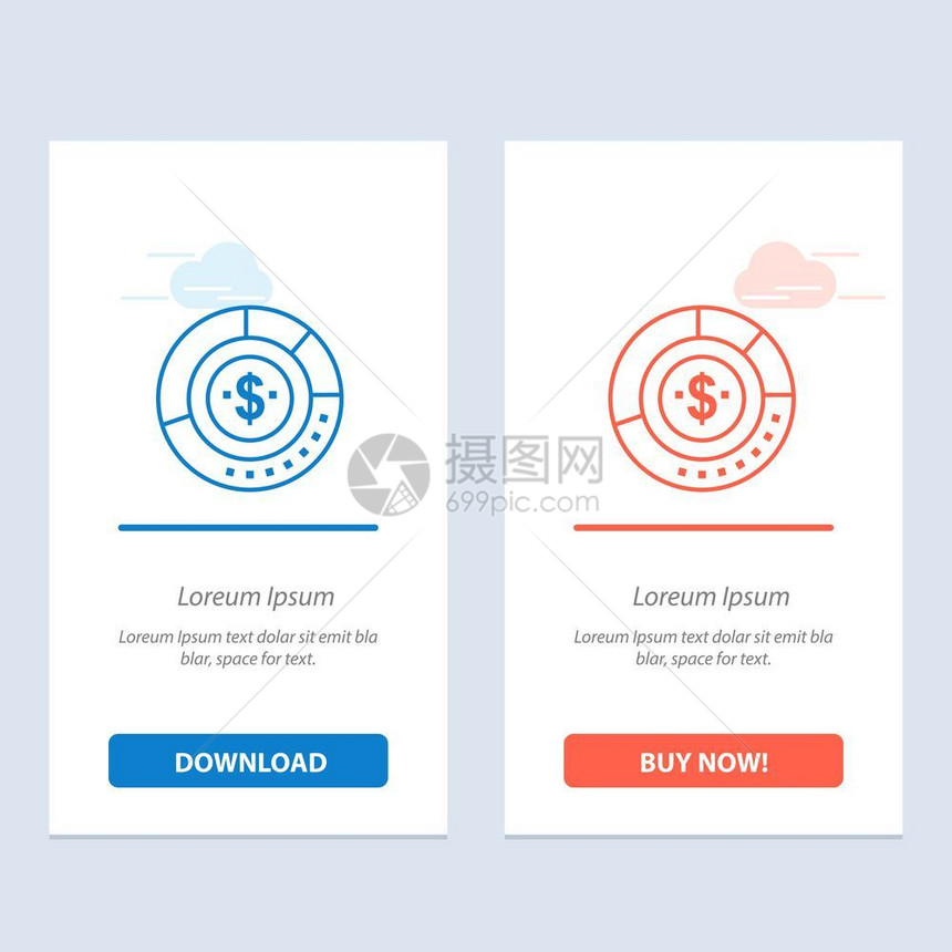 图表分析预算财务报告统计蓝色和红下载购买网络元件卡模板图片