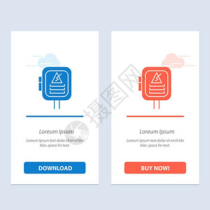 塞米莱特卡蓝色和红下载并购买网络部件卡模板插画