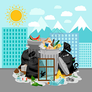 城市背景的垃圾场背景图片