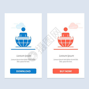 全球流程商业国际现代蓝和红下载购买网络元件卡模板图片