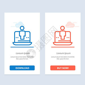 计算机数字膝上型技术营销蓝色和红下载现在购买网络部件卡模板图片