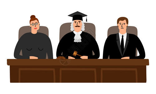 法官联邦富人和审判室矢量图插画