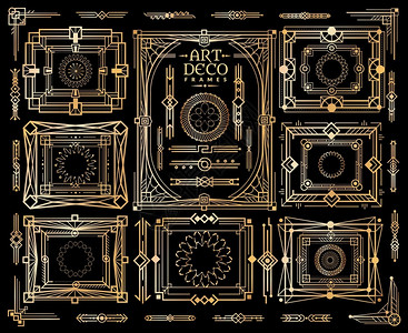 世纪汇广场古老风格1920s3矢量优雅金色设计收藏艺术deco设置矢量计收藏设计图片