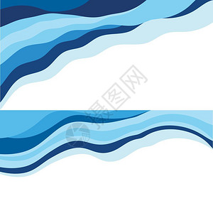 透明青蓝色海浪抽象海浪波纹矢量背景图插画