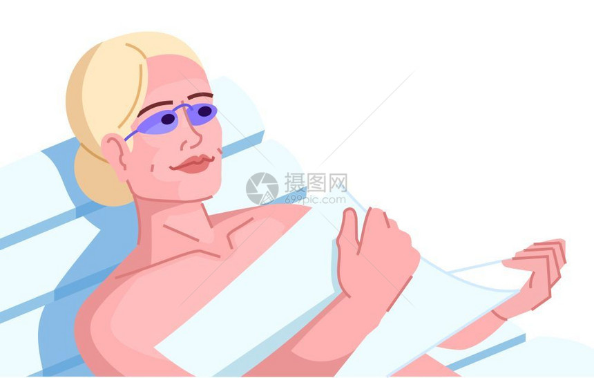 夏日沐浴阳光的卡通人物图片