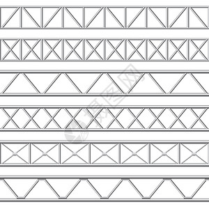 桁架搭建钢管结构屋顶玻璃和无缝金属级结构矢量插图集收实事求是的光化铁或铝栅栏屏障杆插画