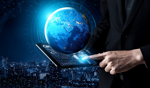 地球平板电脑5G促进全球商业增长背景