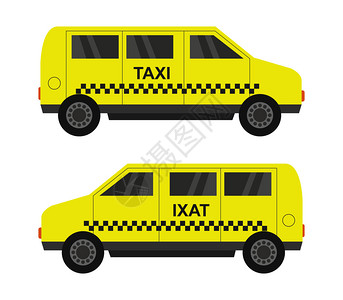 黄色出租车面包行驶对比图图片