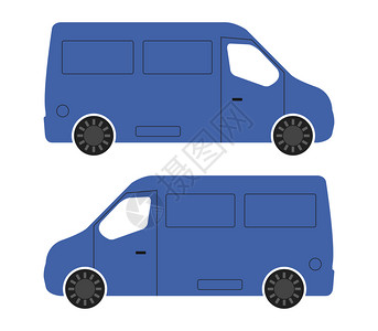 蓝色客货面包车左右对比图图片