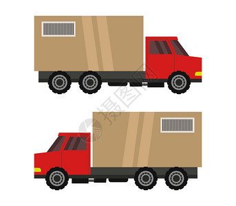 红色运货卡车设计对比图图片