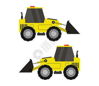 小型挖掘机小型两轮挖掘机设计对比图插画