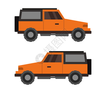 桔色越野型吉普车设计对比图背景图片