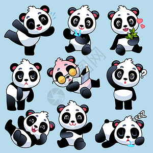 博达哈卡通可爱的熊猫插画