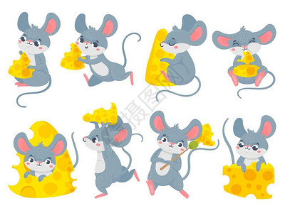 老鼠咬过可爱的小老鼠插画