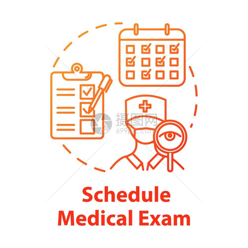 医疗检查概念图标填充表格临床咨询医生访问物理测试医疗保险设想细线插图矢量孤立大纲rgb彩色绘图图片
