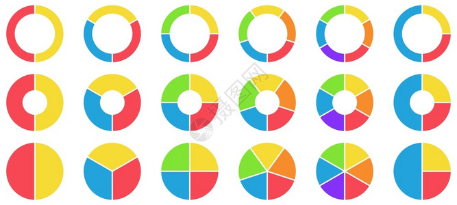 圆形分析图彩色派和甜圈图圆形和甜圈商业信息矢量集商业工作流程和年度报告的插图信息模板商业矢量集插画