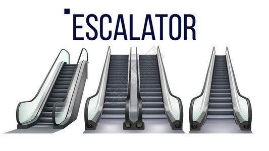 玻璃栏杆电梯组合概念3d插图插画