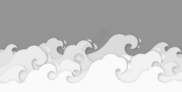 海浪装饰折纸风格海洋壁海浪矢量背景设计图片