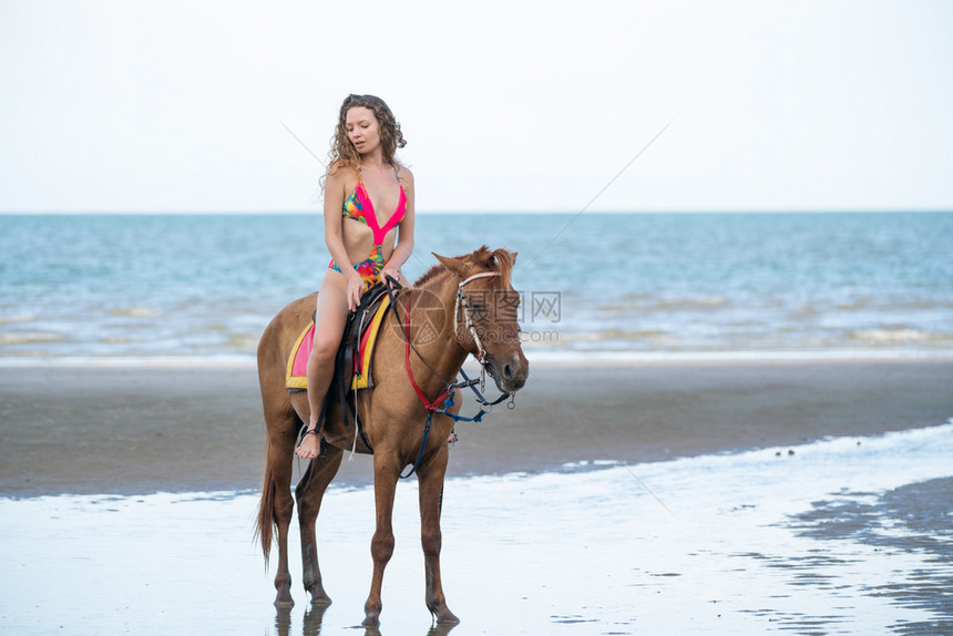 女孩骑着动物马图片