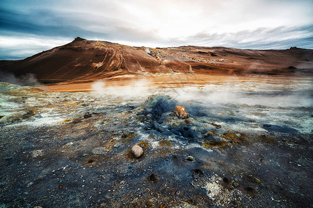 赫克拉火山位于欧洲冰原东北地区hveri旅游圣地背景