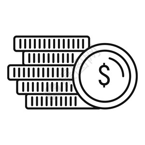 货币设计素材硬币堆叠图标大纲硬币的堆叠矢量图标用于在白色背景上孤立的网络设计硬币堆叠图标大纲样式插画