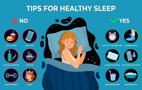 女孩的健康睡眠与良好的作息习惯卡通矢量插画高清图片