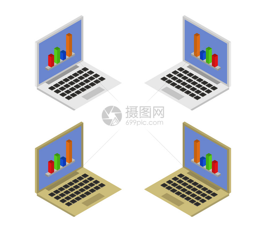 带有条形图的笔记本电脑图片