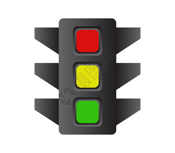 黄色信号轻型交通灯设计矢量图插画