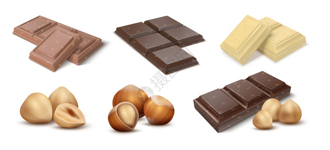 巧克力黄油巧克力和坚果插画