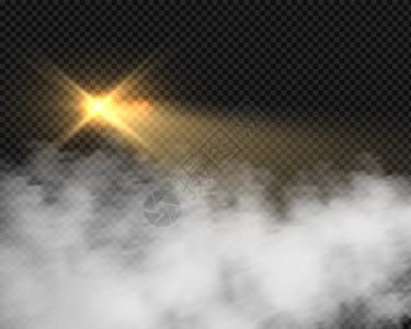 埃雷莫特里克斯烟雾中的摩托车灯闪光黄色光效矢量图插画