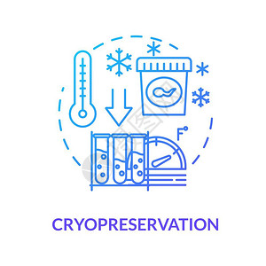 冷冻保存生殖技术概念细线插图矢量孤立大纲rgb彩色绘图插画