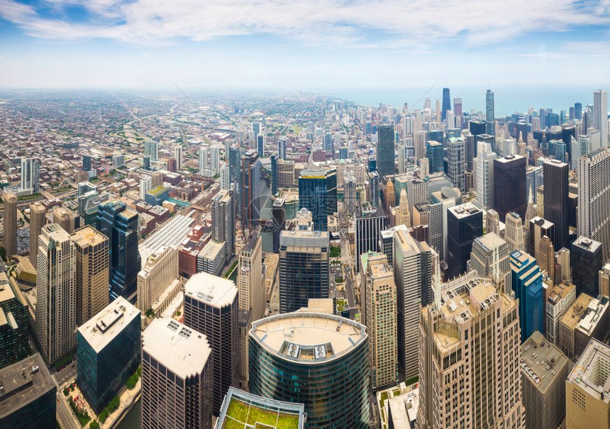 美国伊利诺伊州芝加哥市区全景图图片