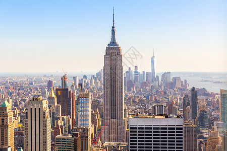 曼哈顿市中心与摩天大楼全景街道高清图片素材