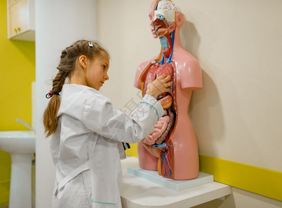 儿童在模拟医务室内假体上专业学习图片