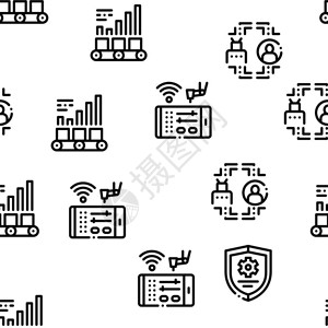 rpa网络技术无缝模式矢量薄线插图机器人程序自动化无缝模式矢量图片